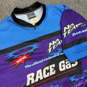 VTG NO FEAR Cycling Jersey Men's XL 1/2 ZIP Logo Race Gas 1990s Y2K